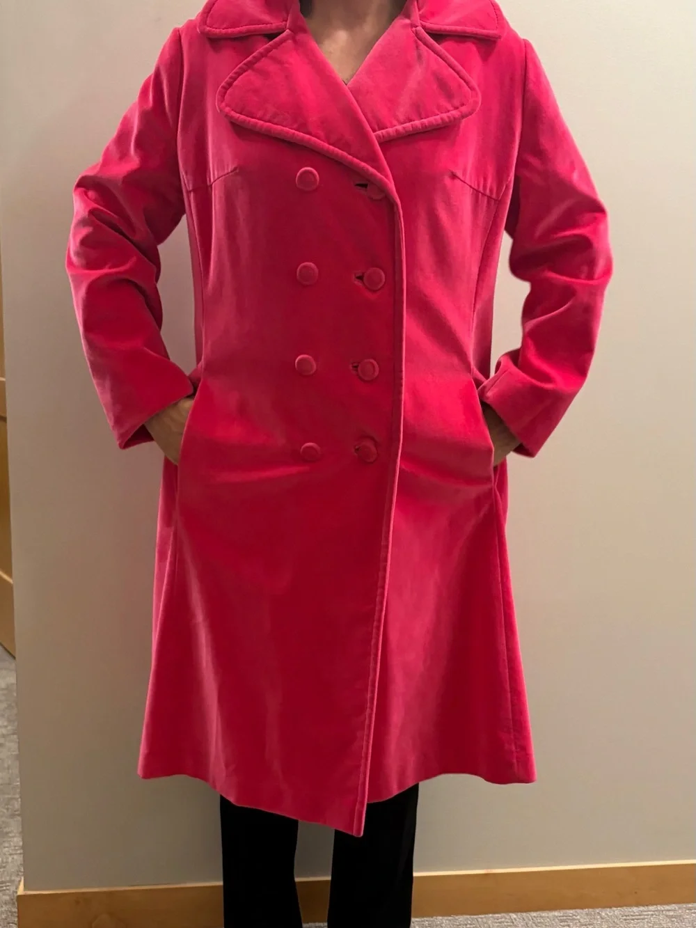 Vintage 1960s Hot Pink Velvet Mod Swing Coat Sport Ease Fashions Made in Canada